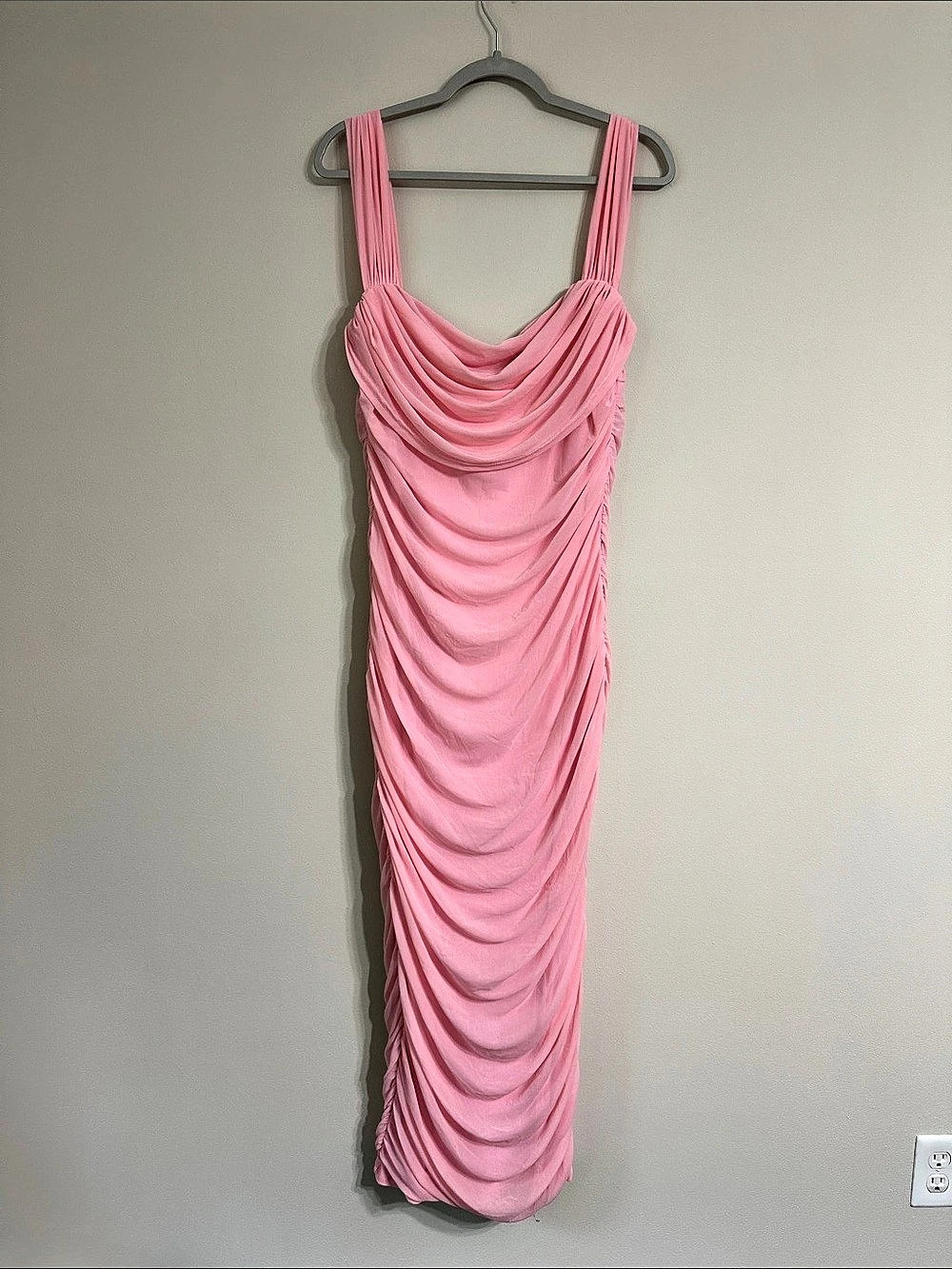 Pretty Garden Ruched Pink Maxi Dress